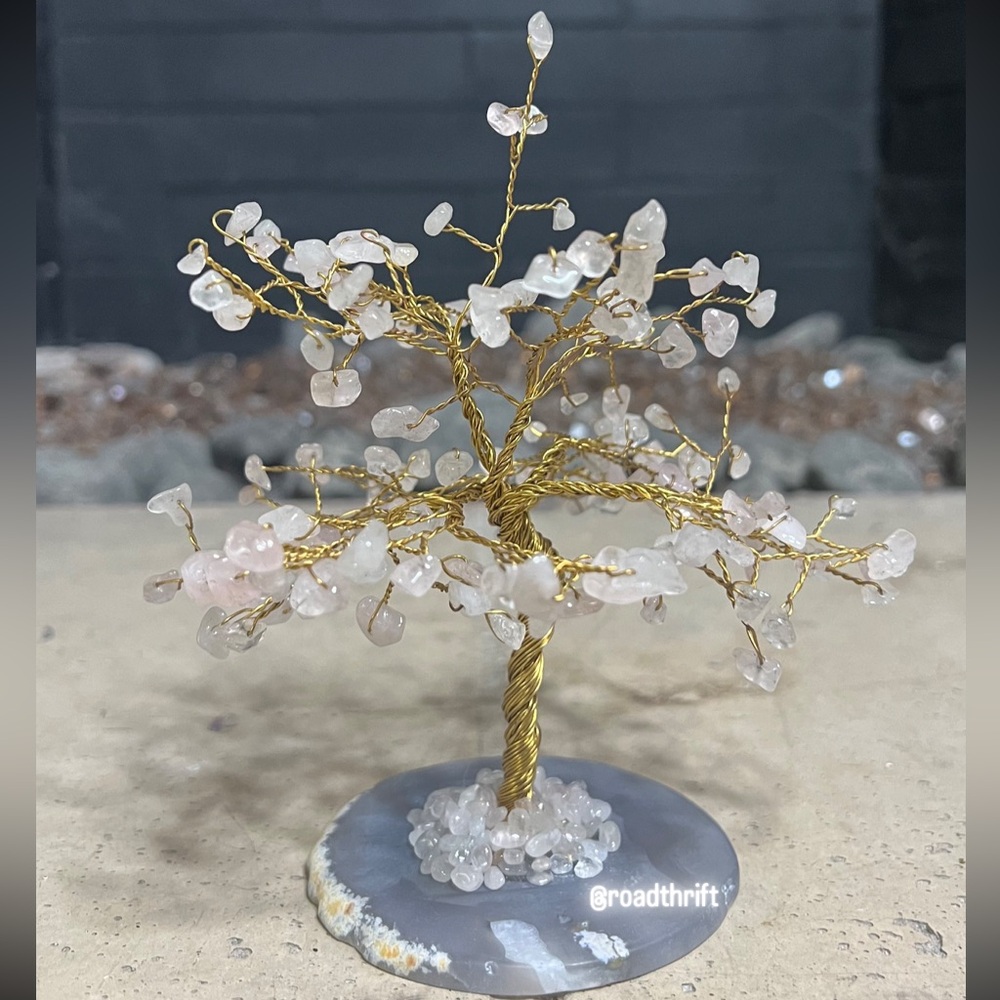 Rose Quartz Wire Gemstone Mini Tree Sculpture
